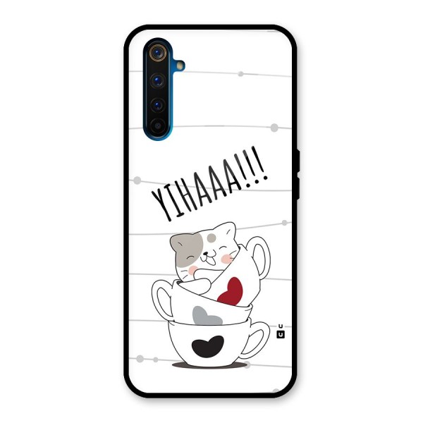 Cute Cat Cup Glass Back Case for Realme 6 Pro