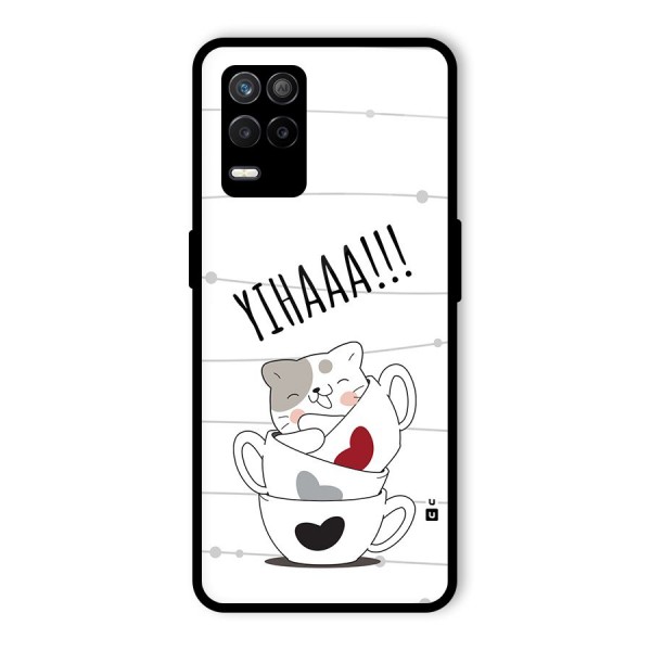 Cute Cat Cup Glass Back Case for Realme 8s 5G