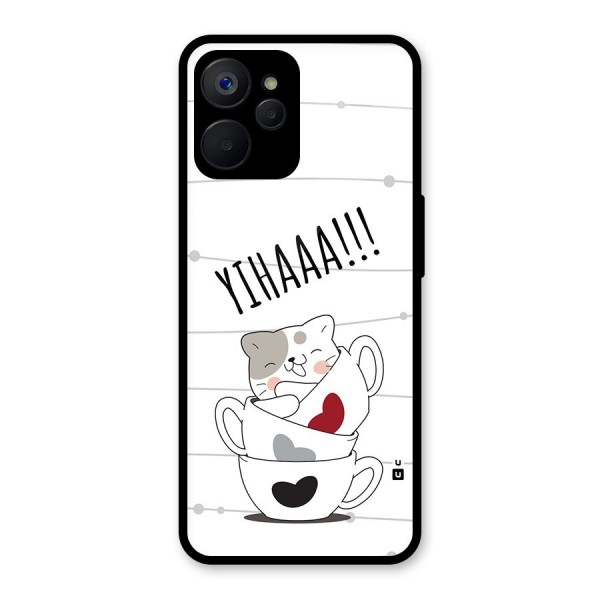 Cute Cat Cup Glass Back Case for Realme 9i 5G