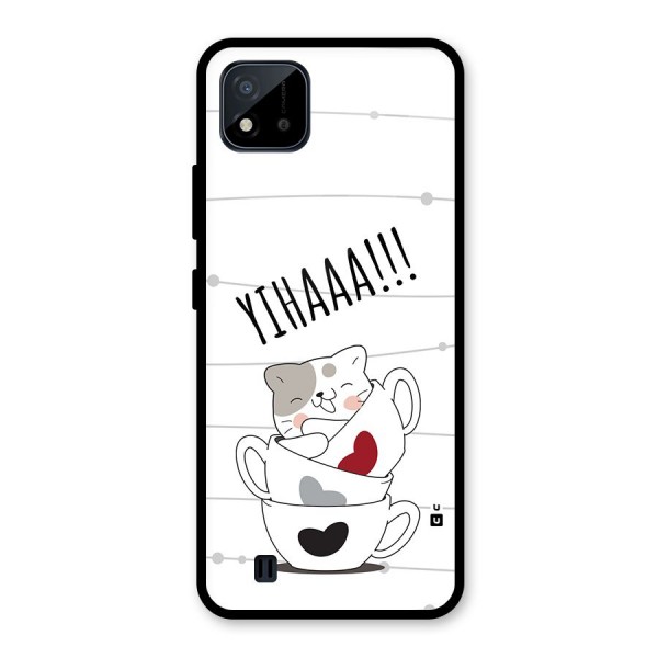 Cute Cat Cup Glass Back Case for Realme C11 2021