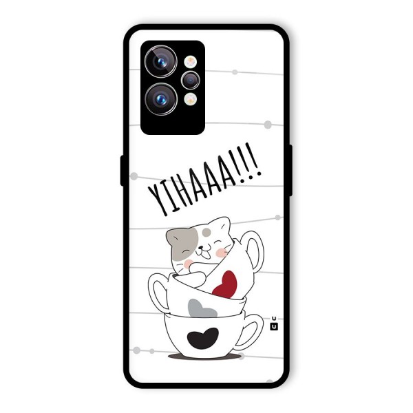 Cute Cat Cup Glass Back Case for Realme GT2 Pro