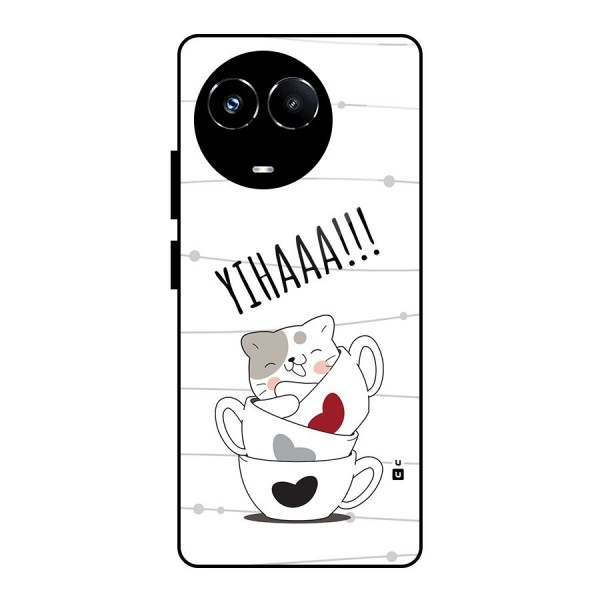 Cute Cat Cup Glass Back Case for Realme Narzo 60X