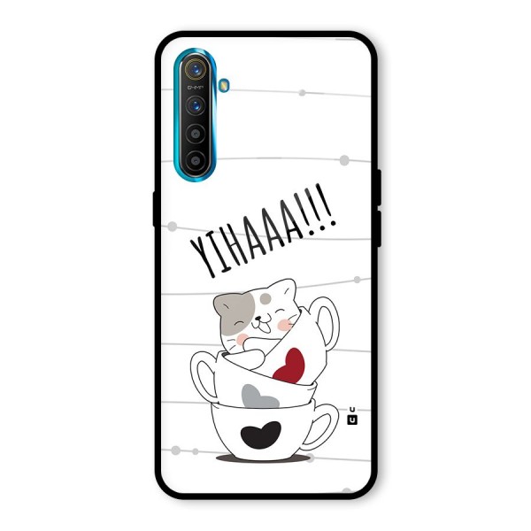 Cute Cat Cup Glass Back Case for Realme X2