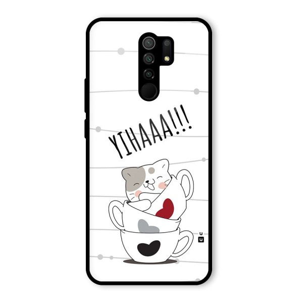 Cute Cat Cup Glass Back Case for Redmi 9 Prime