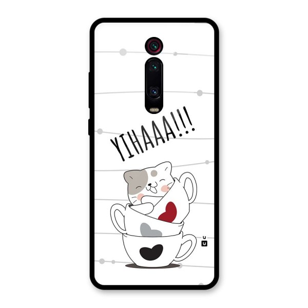 Cute Cat Cup Glass Back Case for Redmi K20