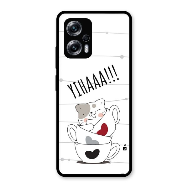 Cute Cat Cup Glass Back Case for Redmi K50i