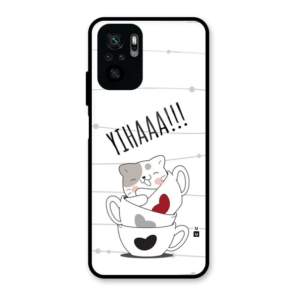 Cute Cat Cup Glass Back Case for Redmi Note 10