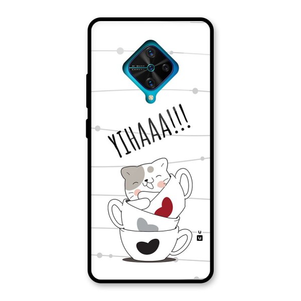 Cute Cat Cup Glass Back Case for Vivo S1 Pro