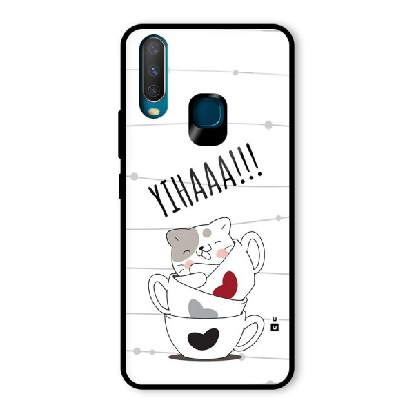 Cute Cat Cup Glass Back Case for Vivo Y12