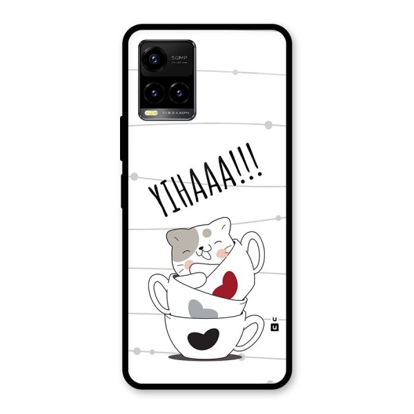 Cute Cat Cup Glass Back Case for Vivo Y21A