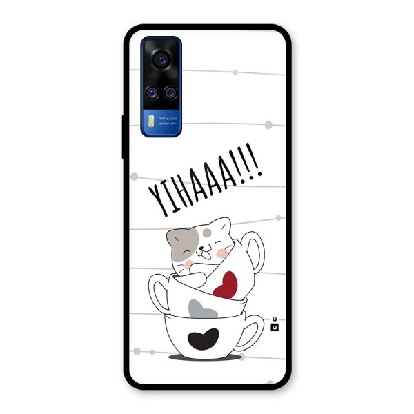 Cute Cat Cup Glass Back Case for Vivo Y51