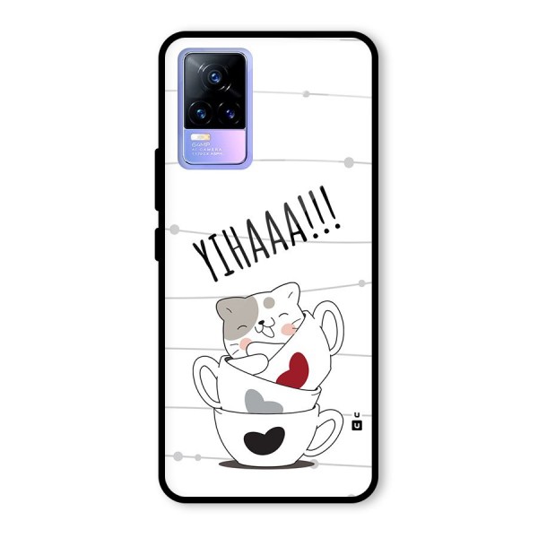 Cute Cat Cup Glass Back Case for Vivo Y73