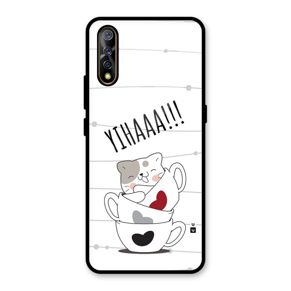 Cute Cat Cup Glass Back Case for Vivo Z1x