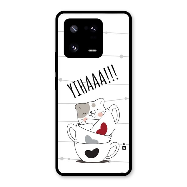 Cute Cat Cup Glass Back Case for Xiaomi 13 Pro