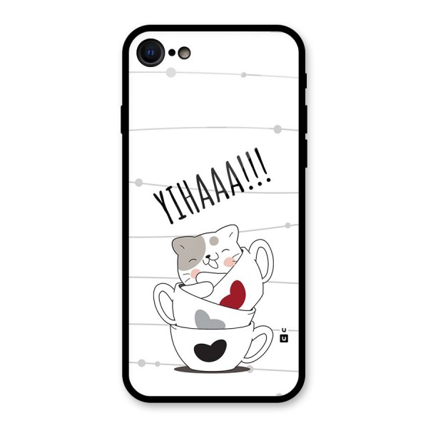 Cute Cat Cup Glass Back Case for iPhone 8