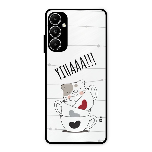 Cute Cat Cup Metal Back Case for Galaxy A05s