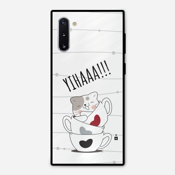 Cute Cat Cup Metal Back Case for Galaxy Note 10