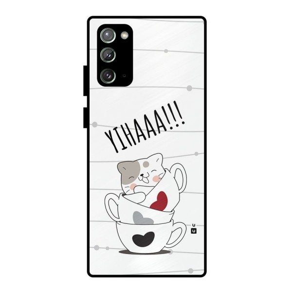 Cute Cat Cup Metal Back Case for Galaxy Note 20