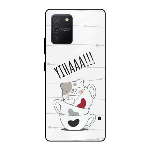 Cute Cat Cup Metal Back Case for Galaxy S10 Lite