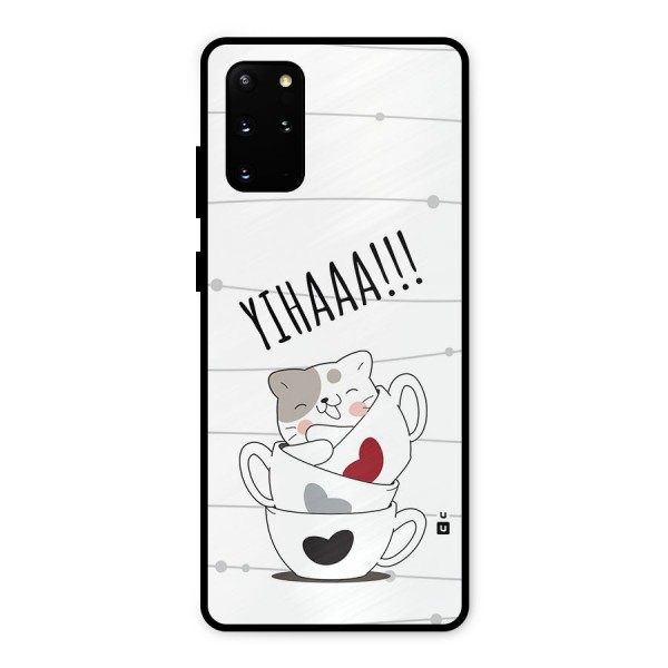 Cute Cat Cup Metal Back Case for Galaxy S20 Plus