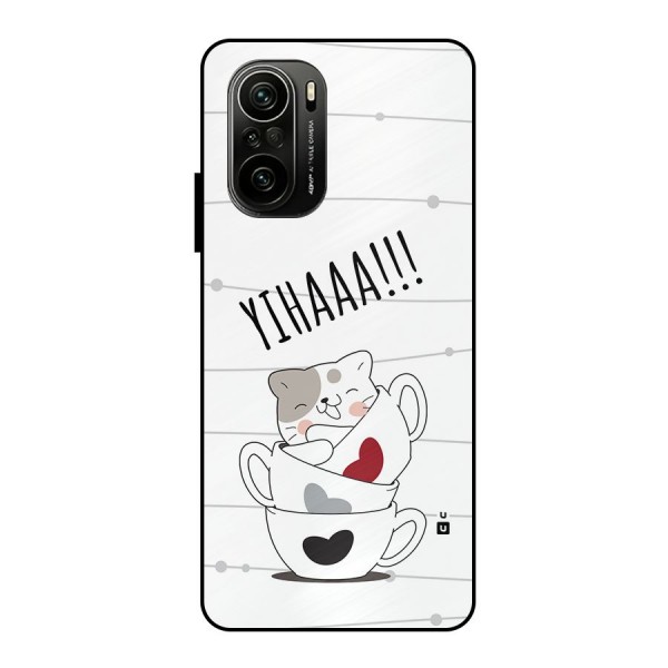 Cute Cat Cup Metal Back Case for Mi 11X Pro