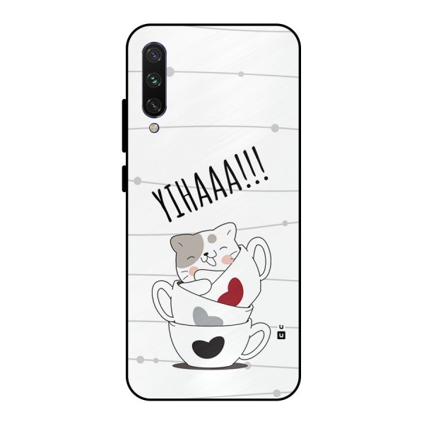 Cute Cat Cup Metal Back Case for Mi A3