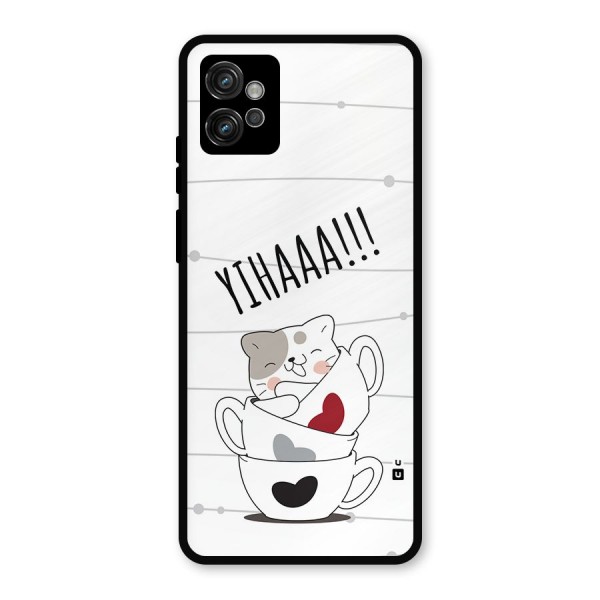 Cute Cat Cup Metal Back Case for Moto G32