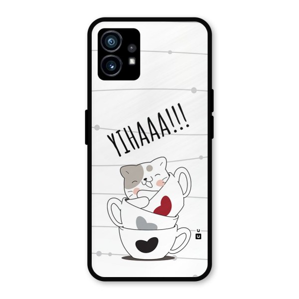 Cute Cat Cup Metal Back Case for Nothing Phone 1