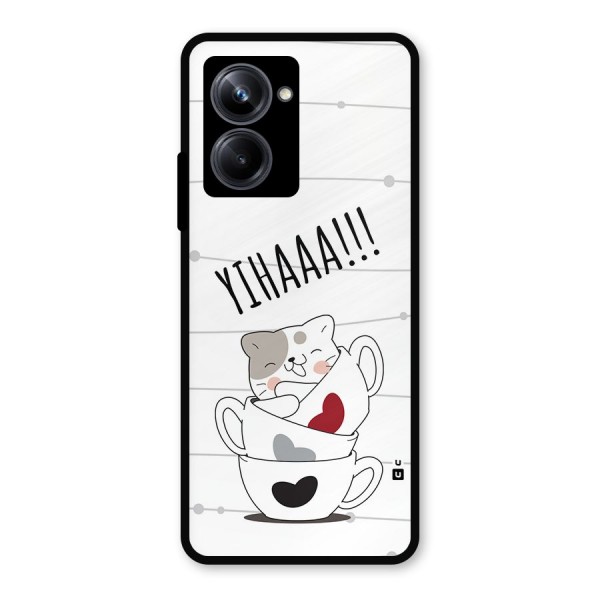 Cute Cat Cup Metal Back Case for Realme 10 Pro