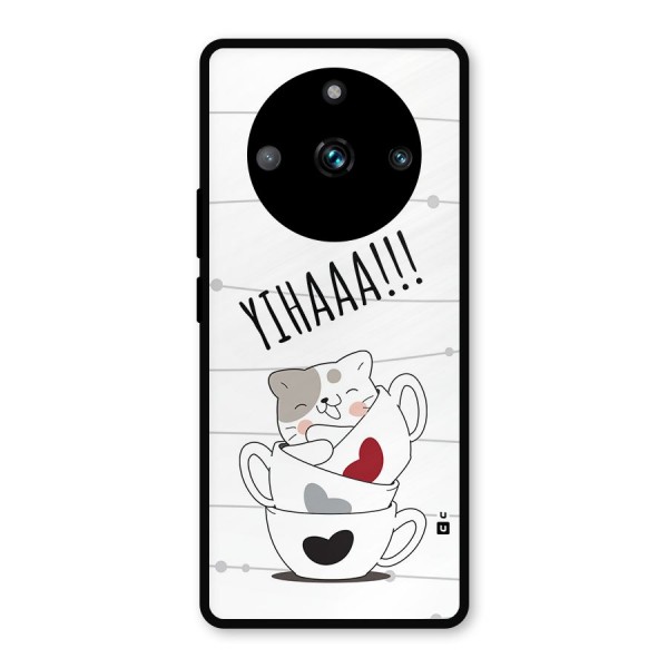 Cute Cat Cup Metal Back Case for Realme 11 Pro