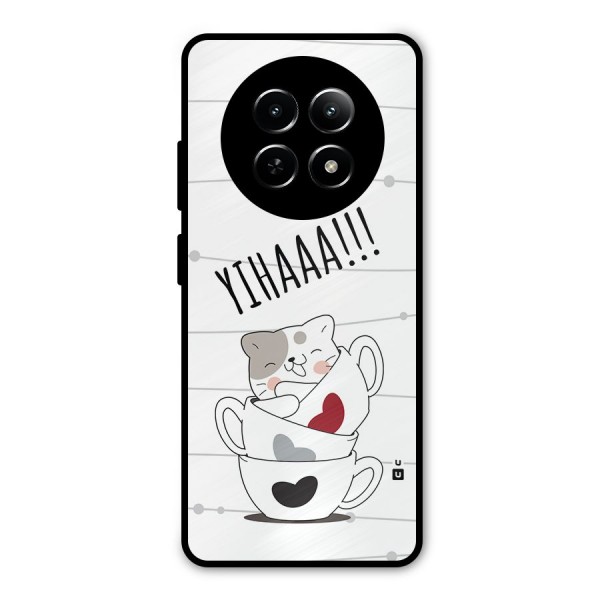 Cute Cat Cup Metal Back Case for Realme 12 5G