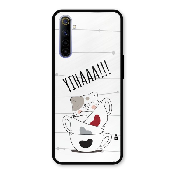 Cute Cat Cup Metal Back Case for Realme 6