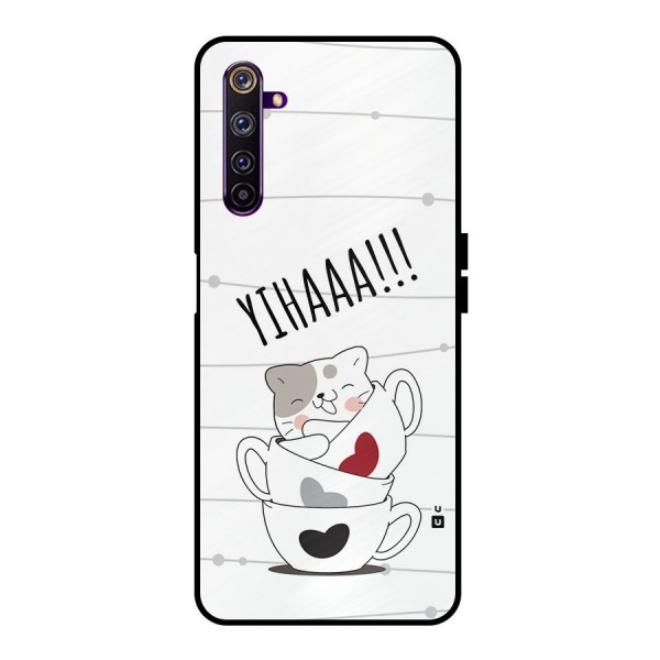 Cute Cat Cup Metal Back Case for Realme 6 Pro