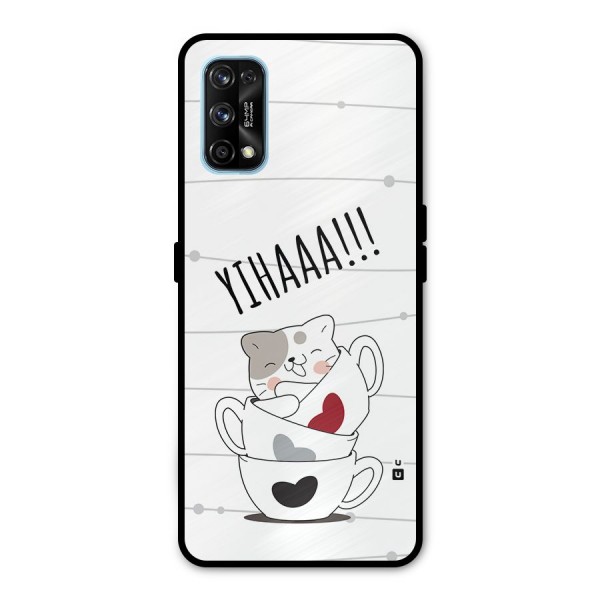 Cute Cat Cup Metal Back Case for Realme 7 Pro