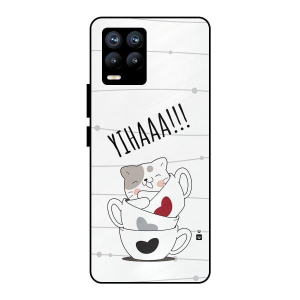 Cute Cat Cup Metal Back Case for Realme 8