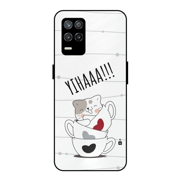 Cute Cat Cup Metal Back Case for Realme 8s 5G