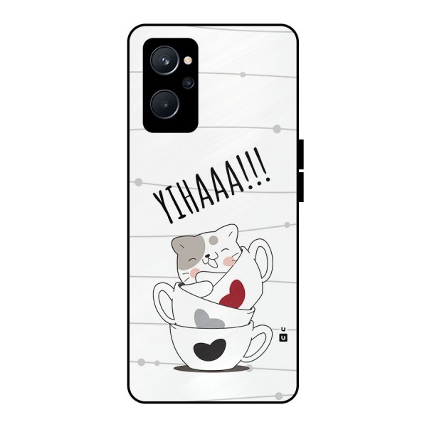 Cute Cat Cup Metal Back Case for Realme 9i 5G