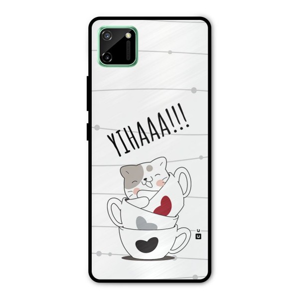 Cute Cat Cup Metal Back Case for Realme C11