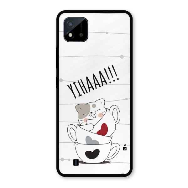 Cute Cat Cup Metal Back Case for Realme C11 2021