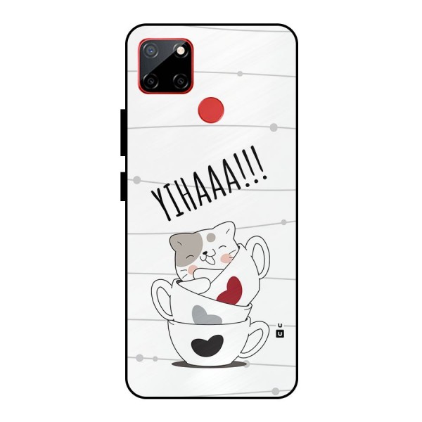 Cute Cat Cup Metal Back Case for Realme C12