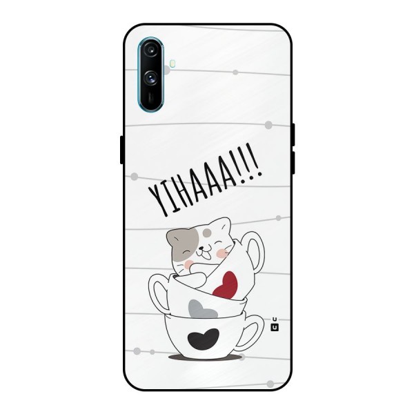 Cute Cat Cup Metal Back Case for Realme C3