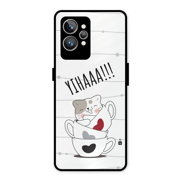 Cute Cat Cup Metal Back Case for Realme GT2 Pro