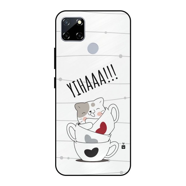 Cute Cat Cup Metal Back Case for Realme Narzo 20