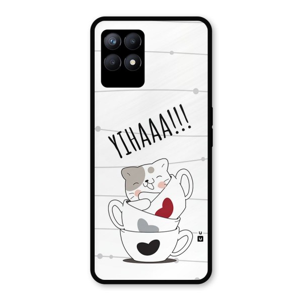 Cute Cat Cup Metal Back Case for Realme Narzo 50
