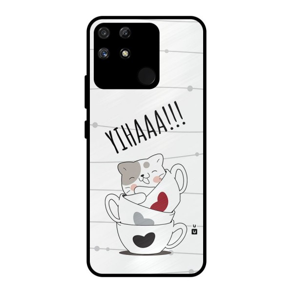 Cute Cat Cup Metal Back Case for Realme Narzo 50A