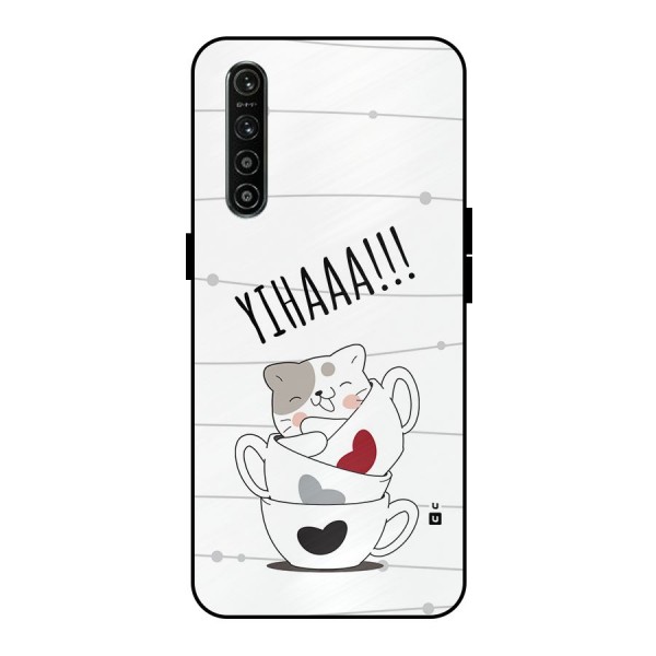 Cute Cat Cup Metal Back Case for Realme XT