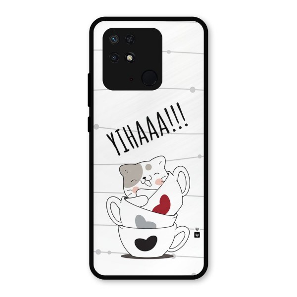 Cute Cat Cup Metal Back Case for Redmi 10