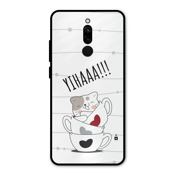 Cute Cat Cup Metal Back Case for Redmi 8