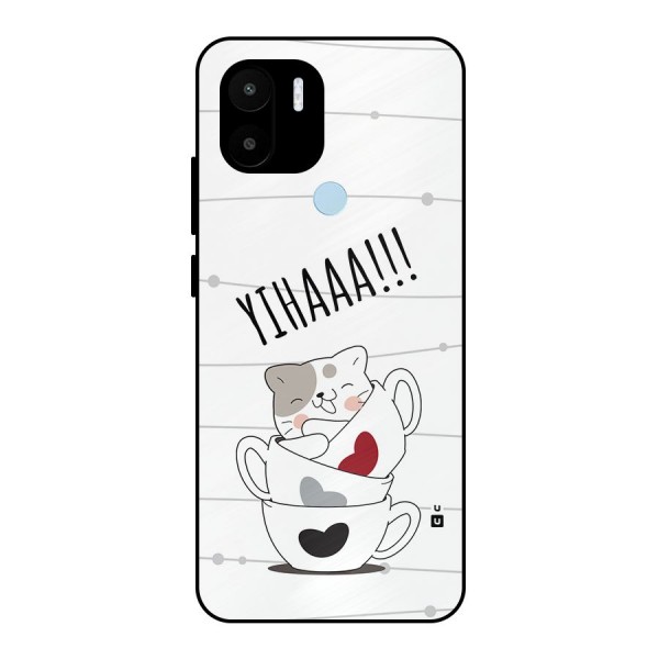 Cute Cat Cup Metal Back Case for Redmi A2 Plus