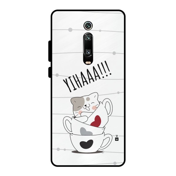 Cute Cat Cup Metal Back Case for Redmi K20